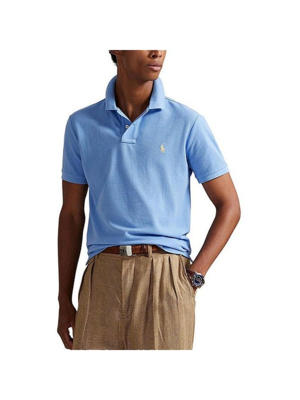 Polo Ralph Lauren Mens Light Blue Stretch Mesh Polo Shirt M